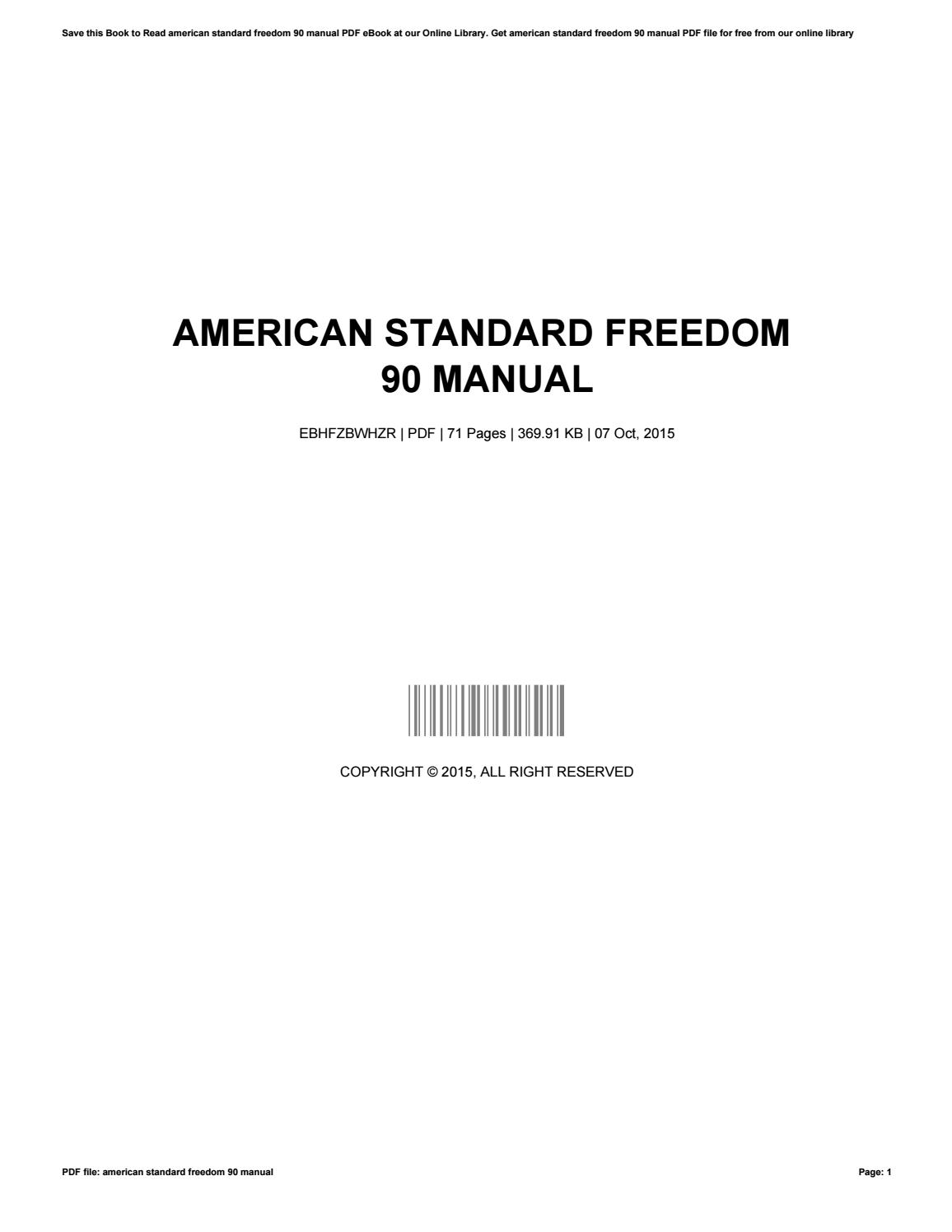 American standard freedom 90 user manual free